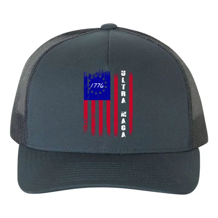 Ultra MAGA Betsy Ross USA Flag Trump 2024 Anti Biden Yupoong Adult 5-Panel Trucker Hat