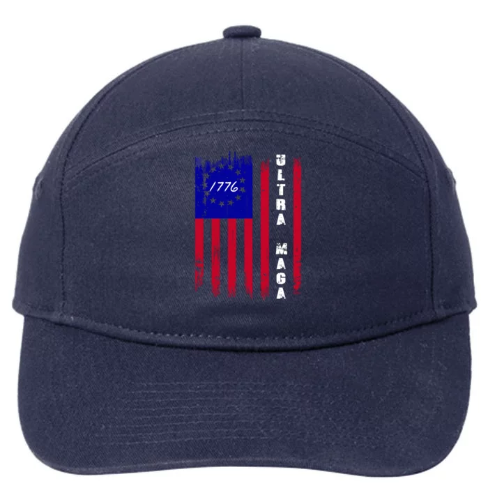 Ultra MAGA Betsy Ross USA Flag Trump 2024 Anti Biden 7-Panel Snapback Hat