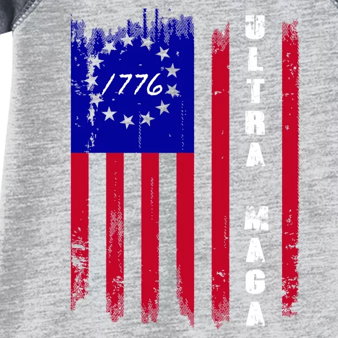 Ultra MAGA Betsy Ross USA Flag Trump 2024 Anti Biden Infant Baby Jersey Bodysuit