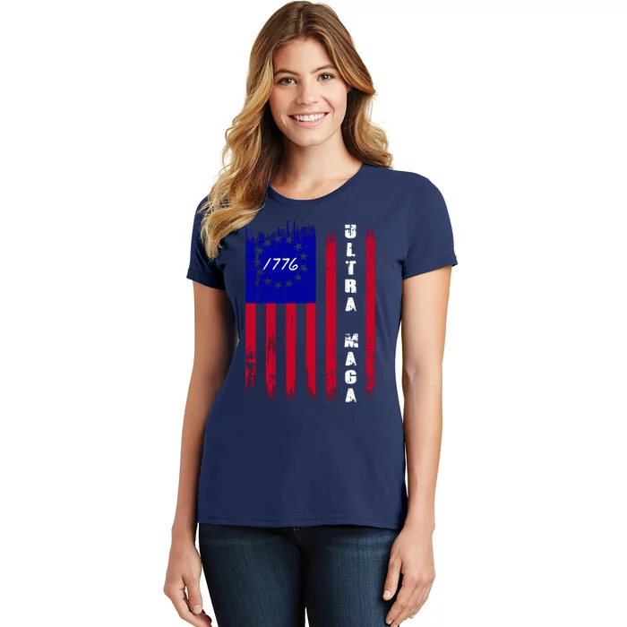 Ultra MAGA Betsy Ross USA Flag Trump 2024 Anti Biden Women's T-Shirt