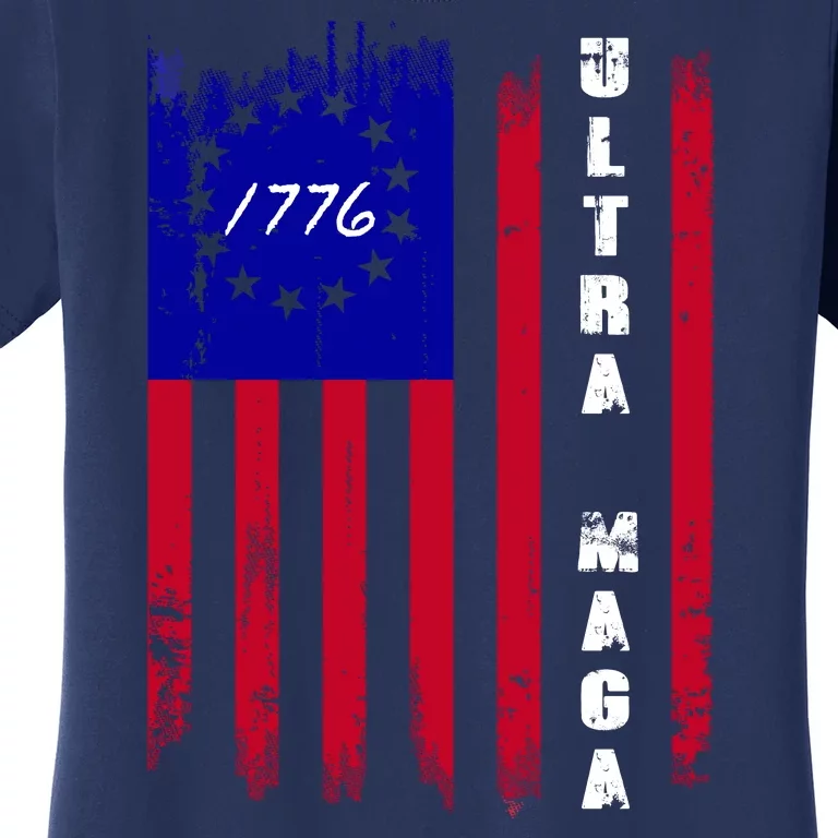 Ultra MAGA Betsy Ross USA Flag Trump 2024 Anti Biden Women's T-Shirt