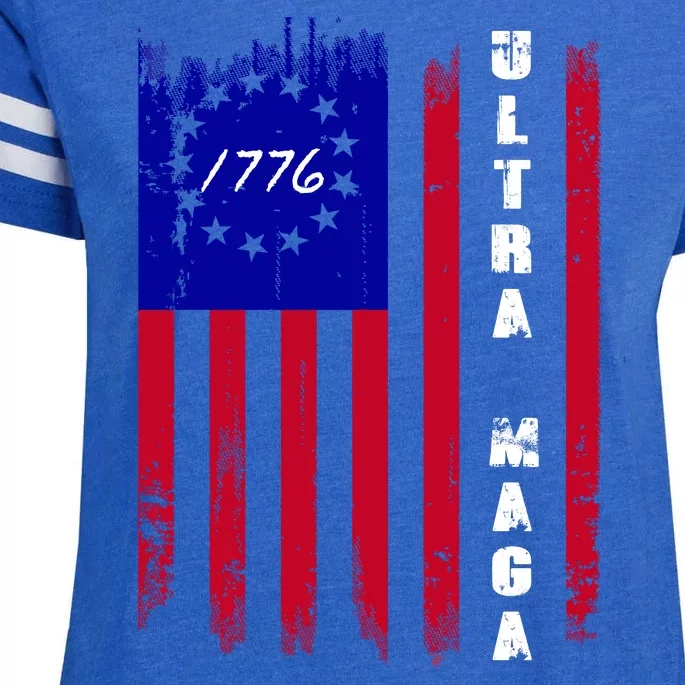 Ultra MAGA Betsy Ross USA Flag Trump 2024 Anti Biden Enza Ladies Jersey Football T-Shirt