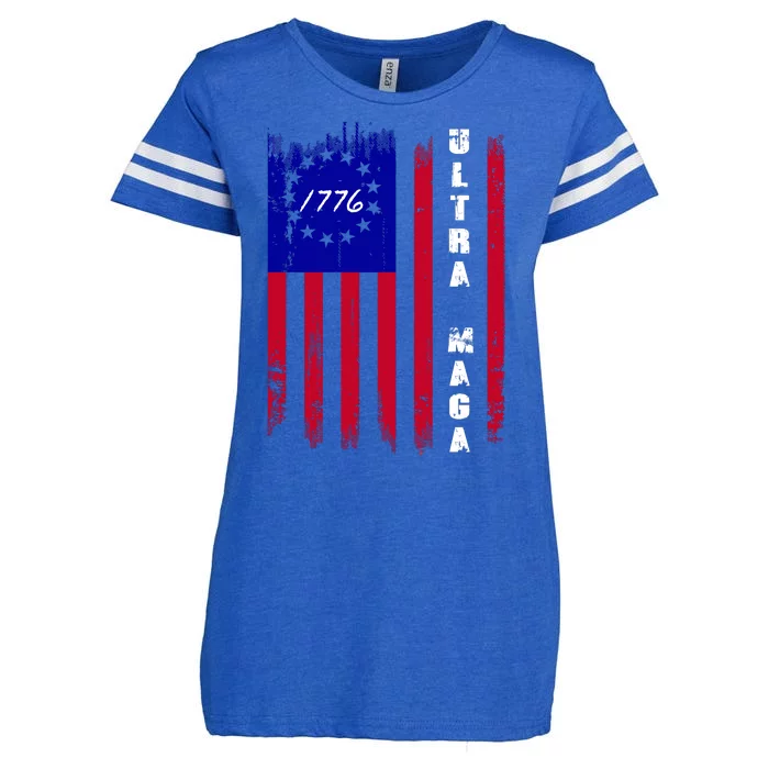 Ultra MAGA Betsy Ross USA Flag Trump 2024 Anti Biden Enza Ladies Jersey Football T-Shirt