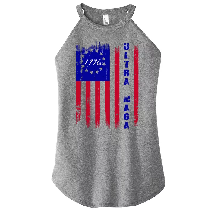 Ultra MAGA Betsy Ross USA Flag Trump 2024 Anti Biden Women’s Perfect Tri Rocker Tank