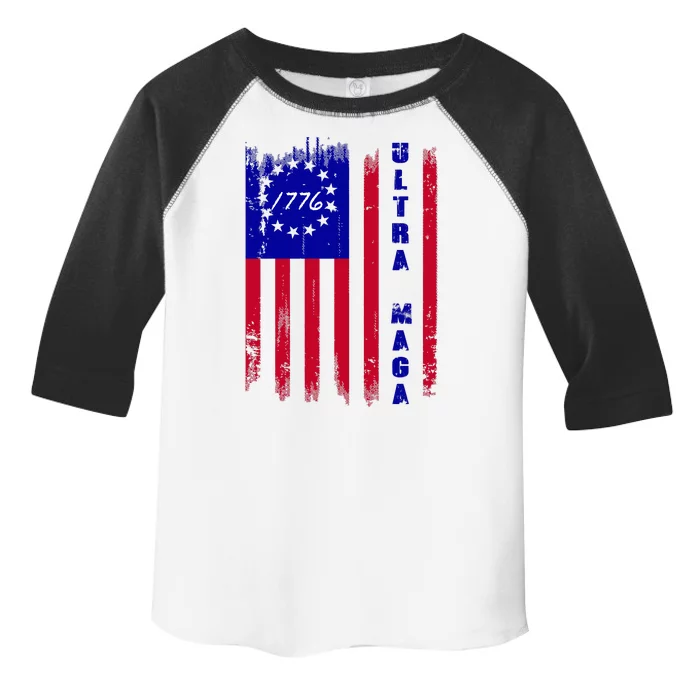 Ultra MAGA Betsy Ross USA Flag Trump 2024 Anti Biden Toddler Fine Jersey T-Shirt