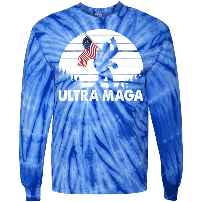 Ultra Maga Big Foot Sasquatch Tie-Dye Long Sleeve Shirt