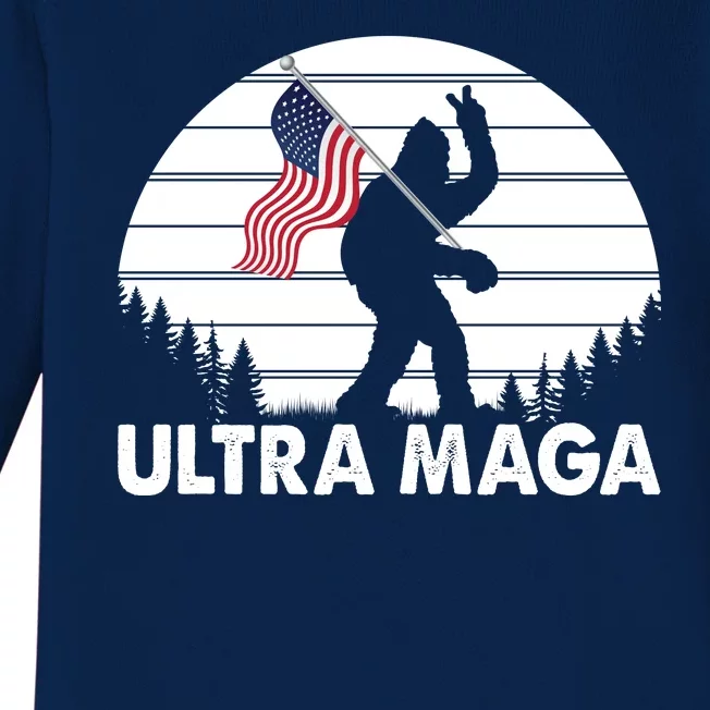 Ultra Maga Big Foot Sasquatch Baby Long Sleeve Bodysuit