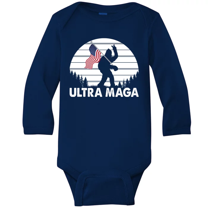 Ultra Maga Big Foot Sasquatch Baby Long Sleeve Bodysuit