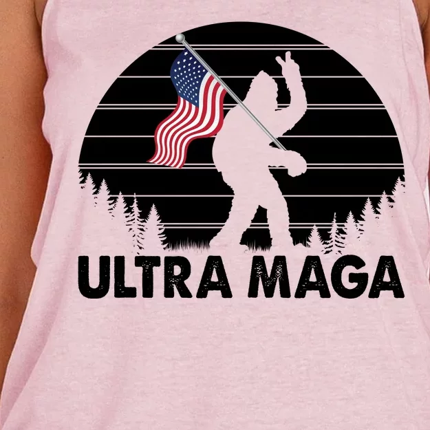 Ultra Maga Big Foot Sasquatch Women's Knotted Racerback Tank