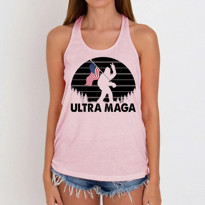 Ultra Maga Big Foot Sasquatch Women's Knotted Racerback Tank