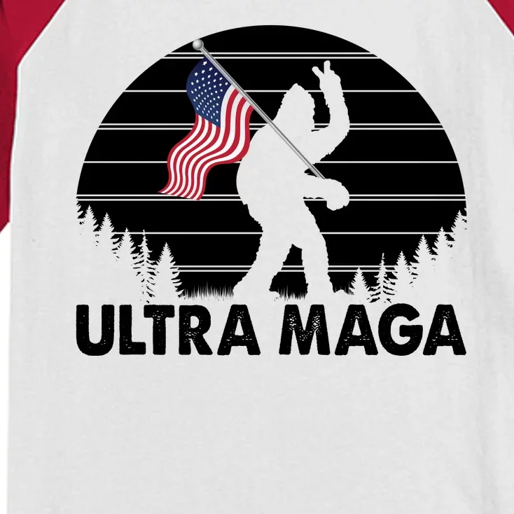 Ultra Maga Big Foot Sasquatch Kids Colorblock Raglan Jersey