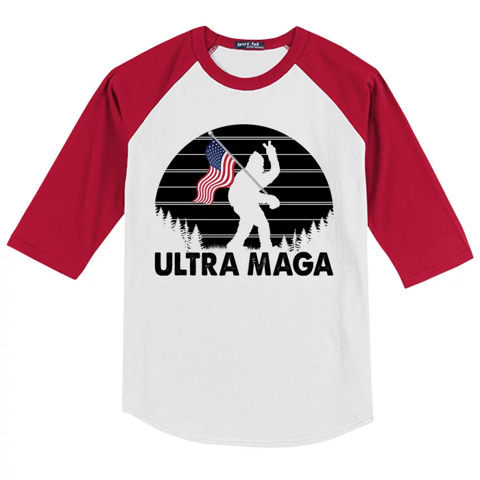 Ultra Maga Big Foot Sasquatch Kids Colorblock Raglan Jersey