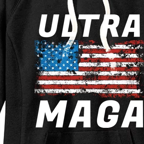 Ultra MAGA Bold United States Of America USA Flag Women's Fleece Hoodie