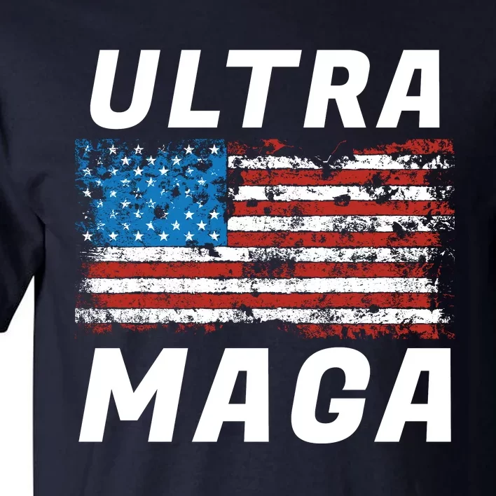 Ultra MAGA Bold United States Of America USA Flag Tall T-Shirt