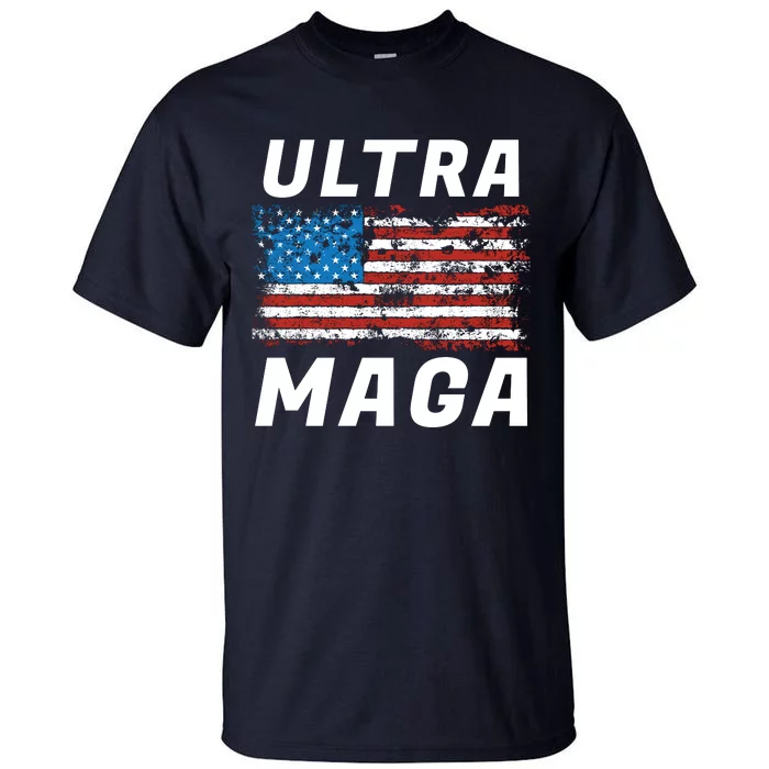 Ultra MAGA Bold United States Of America USA Flag Tall T-Shirt