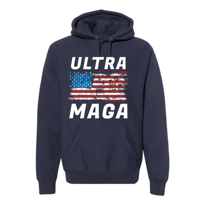 Ultra MAGA Bold United States Of America USA Flag Premium Hoodie