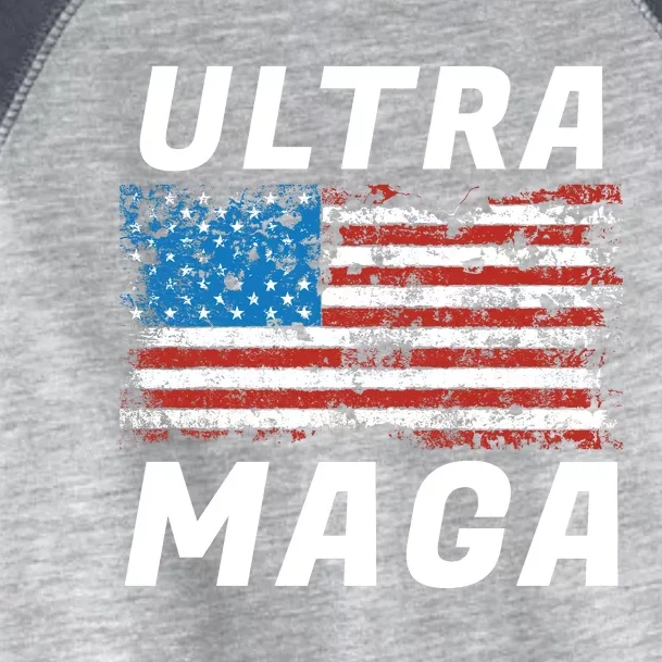 Ultra MAGA Bold United States Of America USA Flag Toddler Fine Jersey T-Shirt