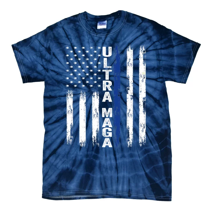 Ultra MAGA Blue Line Vintage America Flag Design 1 Tie-Dye T-Shirt