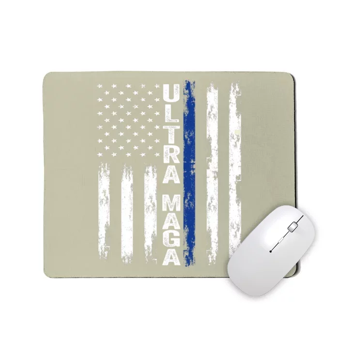 Ultra MAGA Blue Line Vintage America Flag Design 1 Mousepad