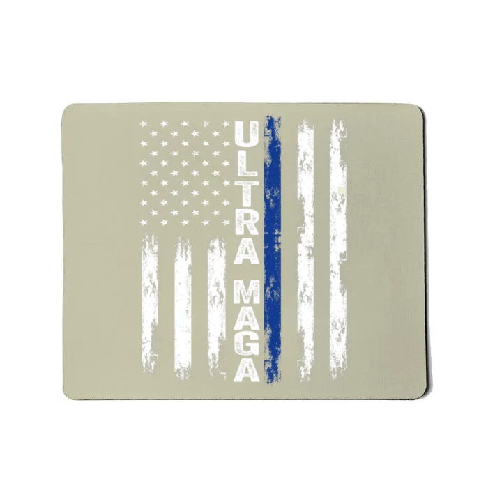 Ultra MAGA Blue Line Vintage America Flag Design 1 Mousepad