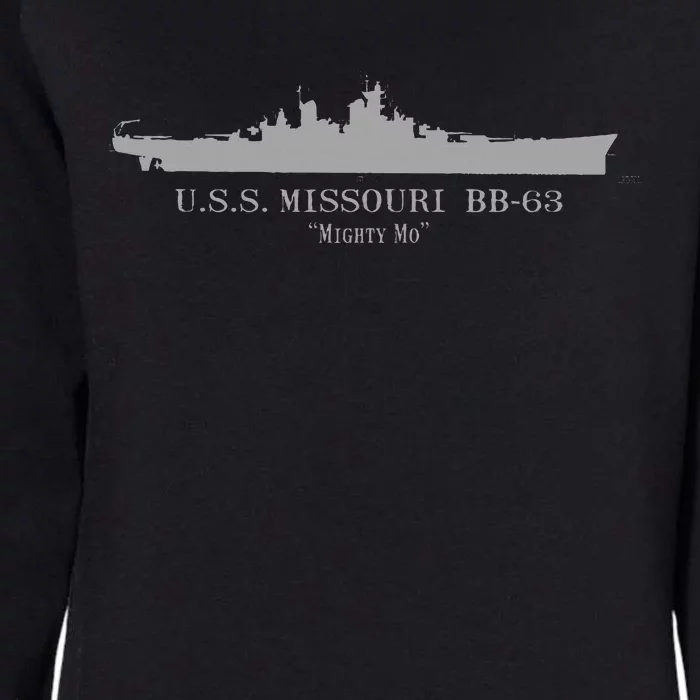 U.S.S. Missouri Bb63 Wwii Battleship Tech Drawing Womens California Wash Sweatshirt