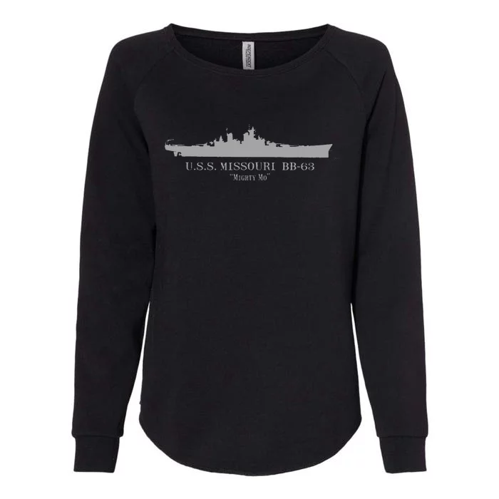 U.S.S. Missouri Bb63 Wwii Battleship Tech Drawing Womens California Wash Sweatshirt