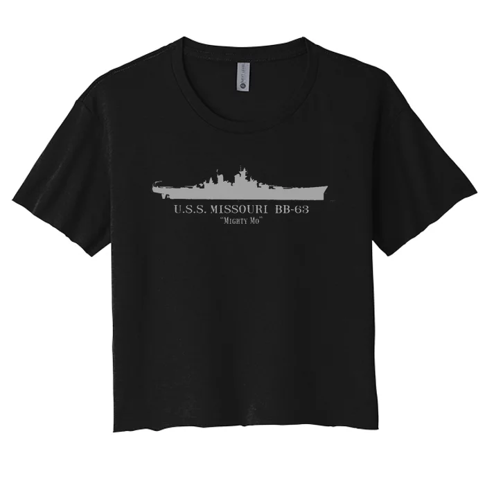 U.S.S. Missouri Bb63 Wwii Battleship Tech Drawing Women's Crop Top Tee