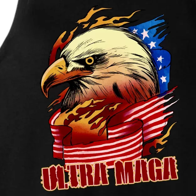 Ultra MAGA Bald Eagle Anti Biden Trump 2024 USA America Ladies Tri-Blend Wicking Tank