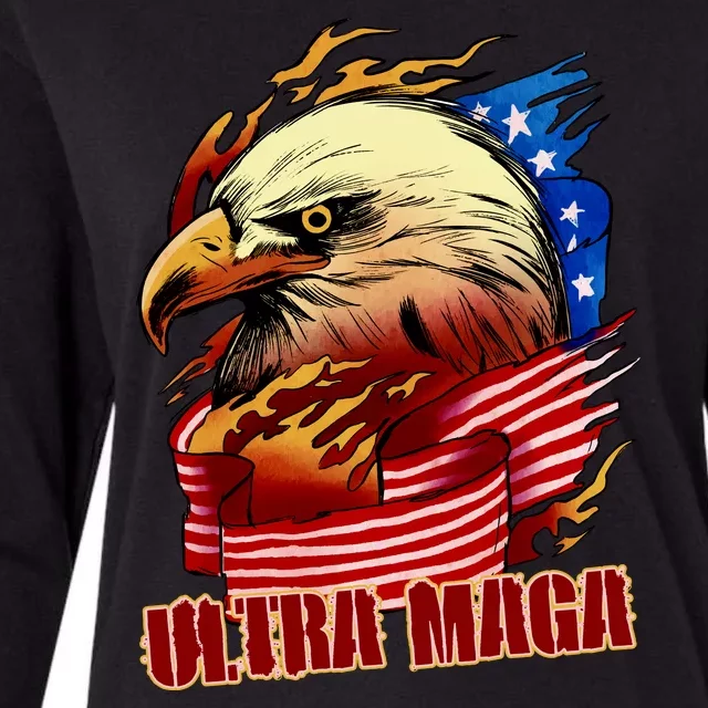 Ultra MAGA Bald Eagle Anti Biden Trump 2024 USA America Womens Cotton Relaxed Long Sleeve T-Shirt