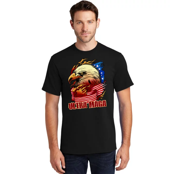 Ultra MAGA Bald Eagle Anti Biden Trump 2024 USA America Tall T-Shirt