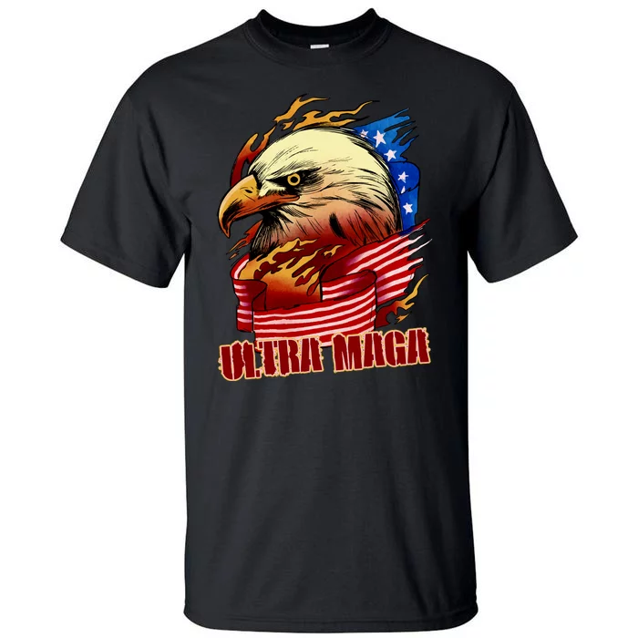 Ultra MAGA Bald Eagle Anti Biden Trump 2024 USA America Tall T-Shirt