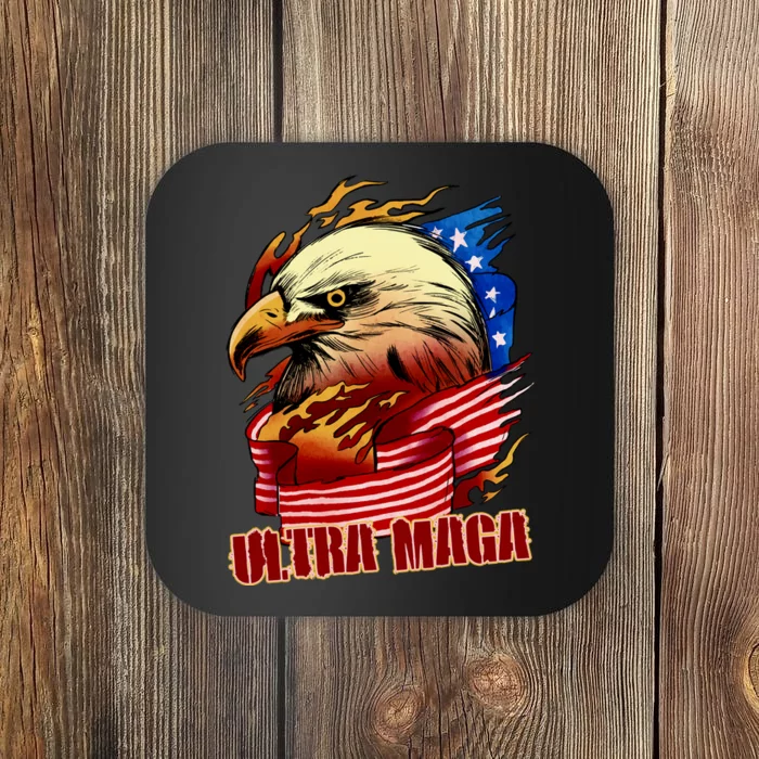 Ultra MAGA Bald Eagle Anti Biden Trump 2024 USA America Coaster