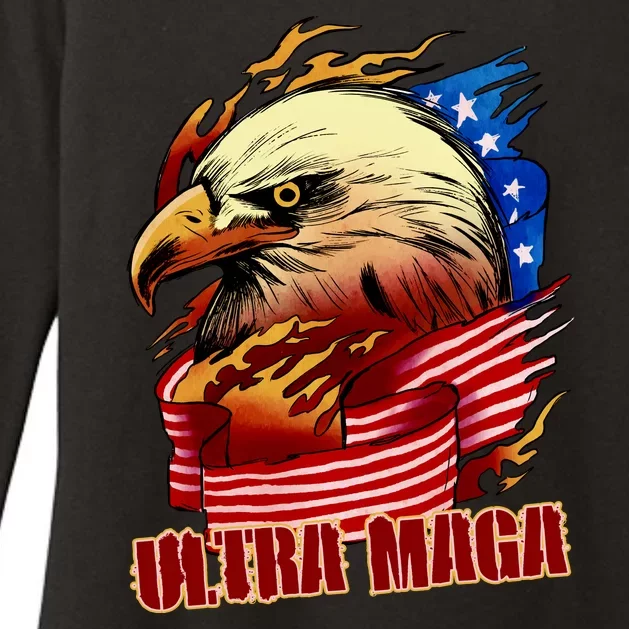 Ultra MAGA Bald Eagle Anti Biden Trump 2024 USA America Womens CVC Long Sleeve Shirt