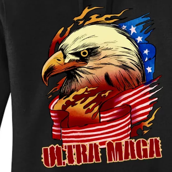 Ultra MAGA Bald Eagle Anti Biden Trump 2024 USA America Women's Pullover Hoodie