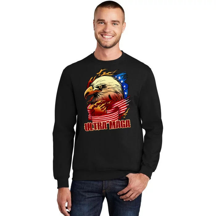 Ultra MAGA Bald Eagle Anti Biden Trump 2024 USA America Tall Sweatshirt