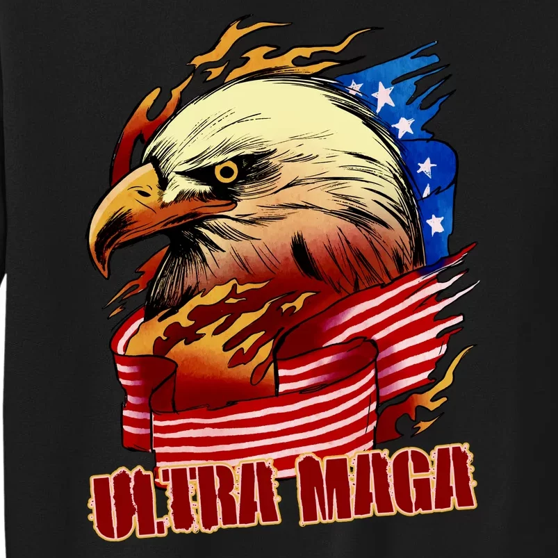 Ultra MAGA Bald Eagle Anti Biden Trump 2024 USA America Tall Sweatshirt