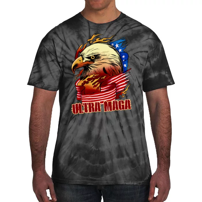 Ultra MAGA Bald Eagle Anti Biden Trump 2024 USA America Tie-Dye T-Shirt