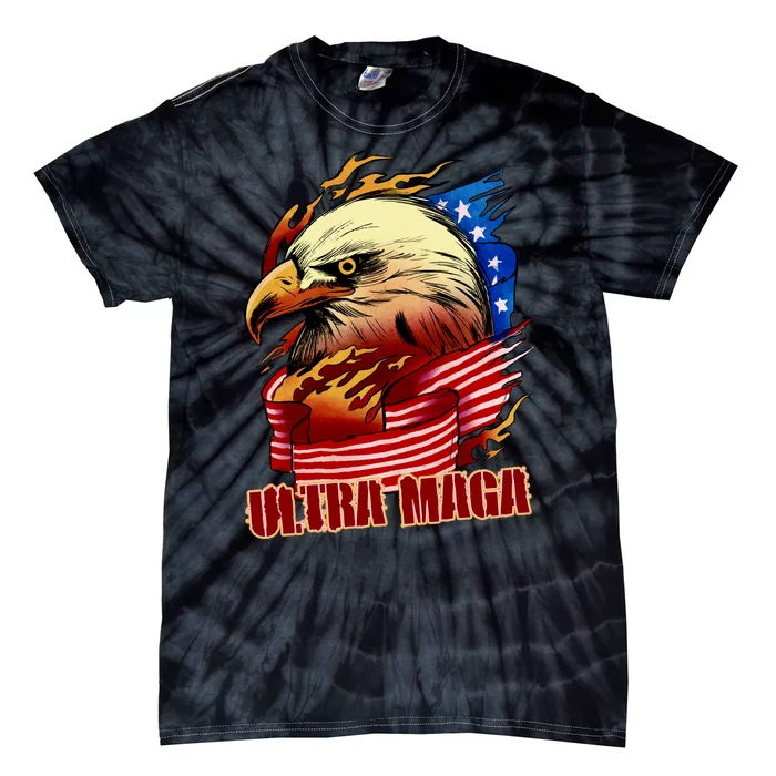 Ultra MAGA Bald Eagle Anti Biden Trump 2024 USA America Tie-Dye T-Shirt