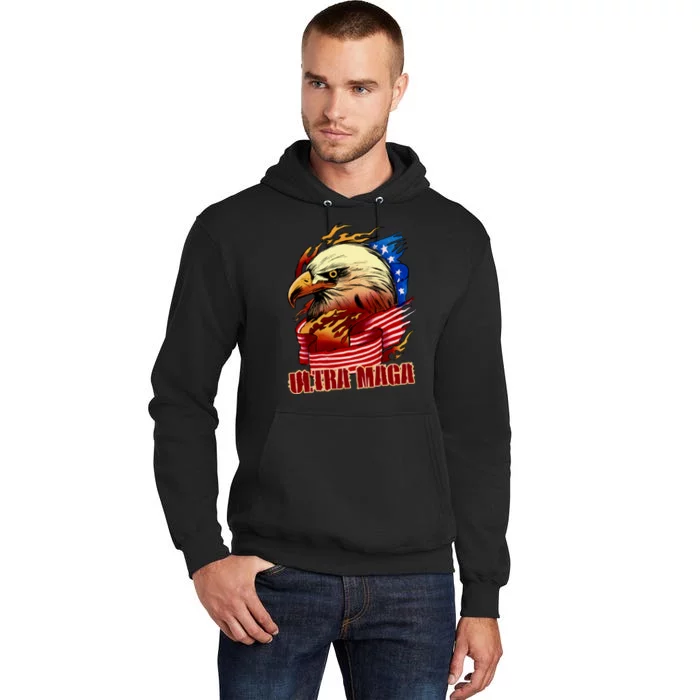 Ultra MAGA Bald Eagle Anti Biden Trump 2024 USA America Tall Hoodie