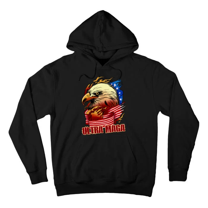 Ultra MAGA Bald Eagle Anti Biden Trump 2024 USA America Tall Hoodie