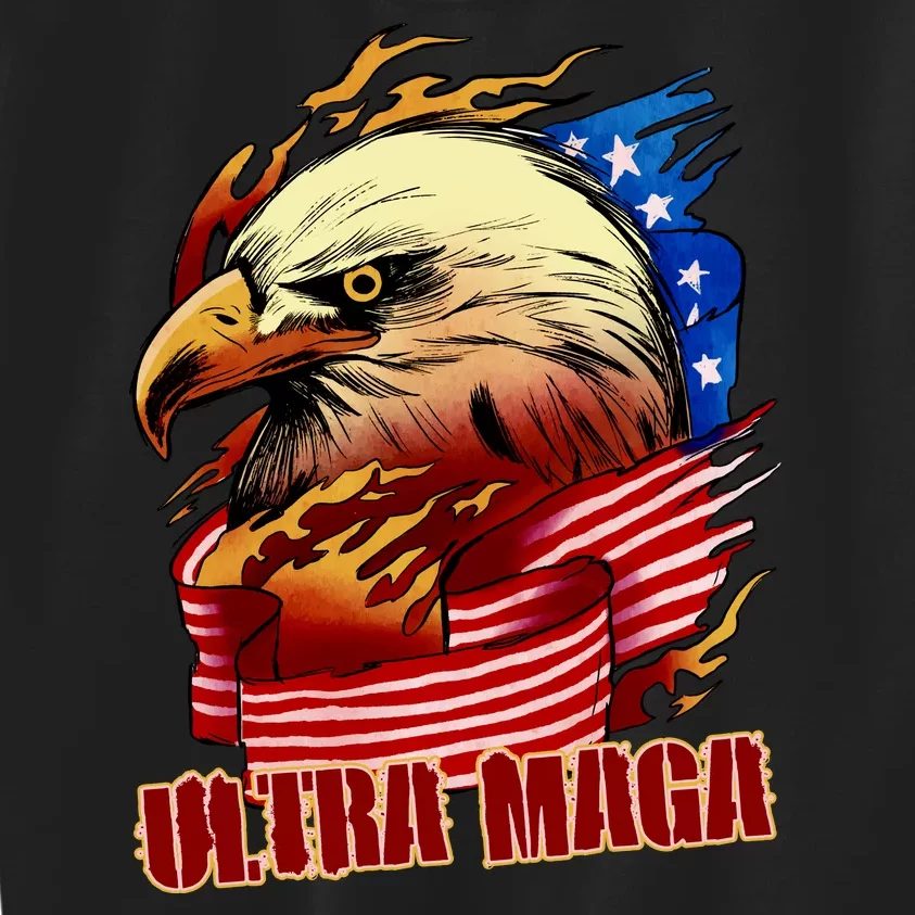 Ultra MAGA Bald Eagle Anti Biden Trump 2024 USA America Kids Sweatshirt