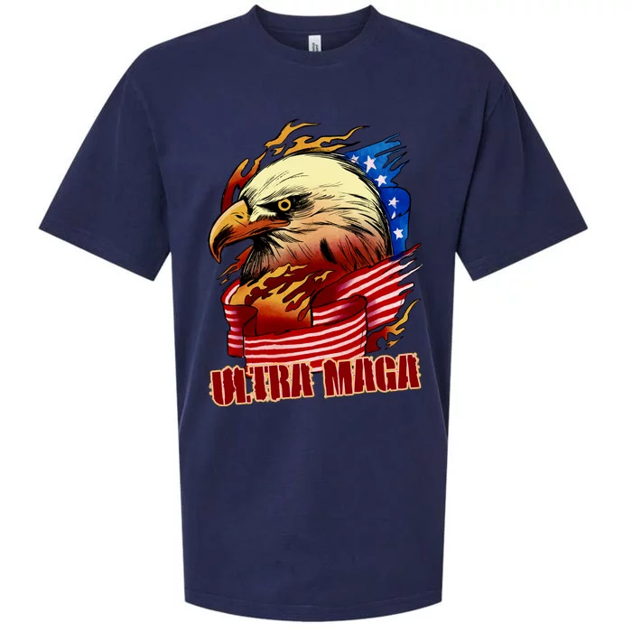 Ultra MAGA Bald Eagle Anti Biden Trump 2024 USA America Sueded Cloud Jersey T-Shirt