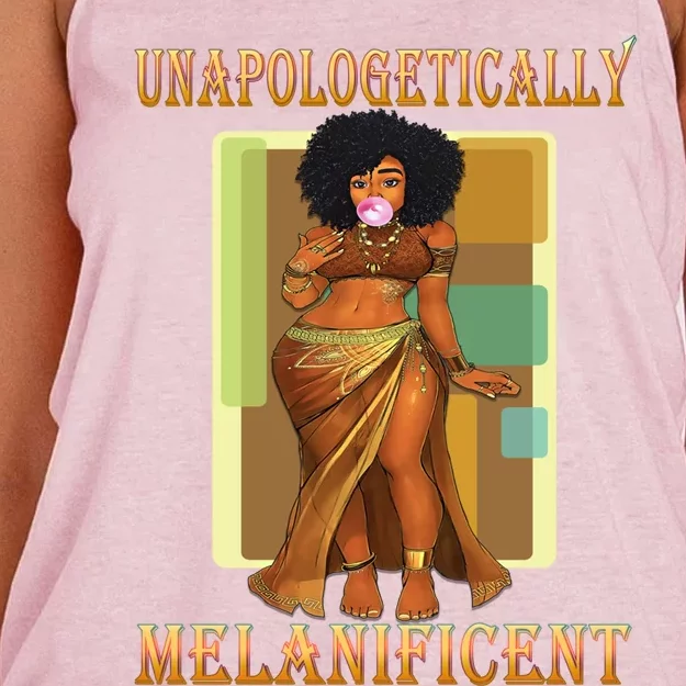 Unapologetically Melanificent Black Magic Afro Latina Meaningful Gift Women's Knotted Racerback Tank