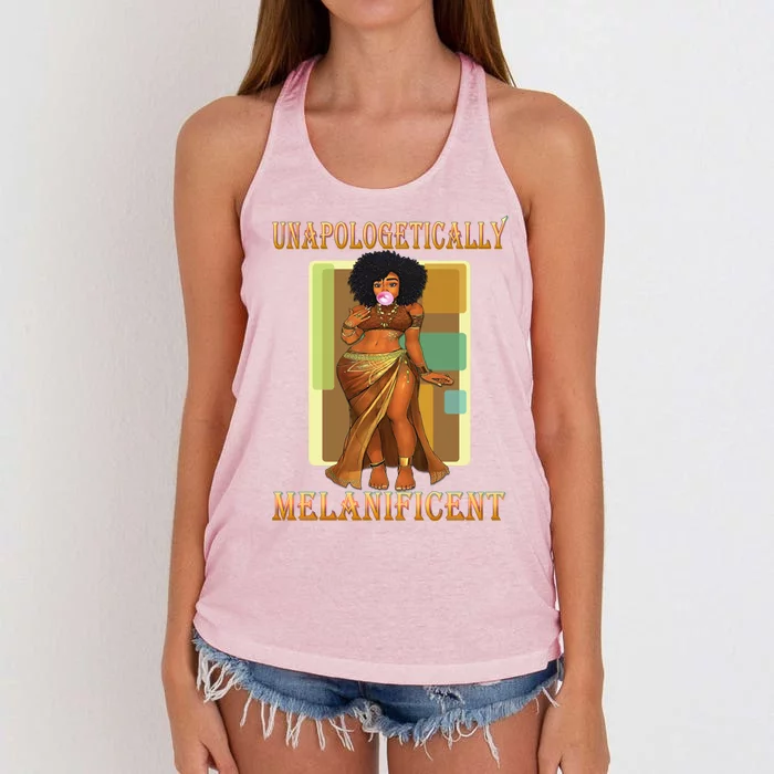 Unapologetically Melanificent Black Magic Afro Latina Meaningful Gift Women's Knotted Racerback Tank