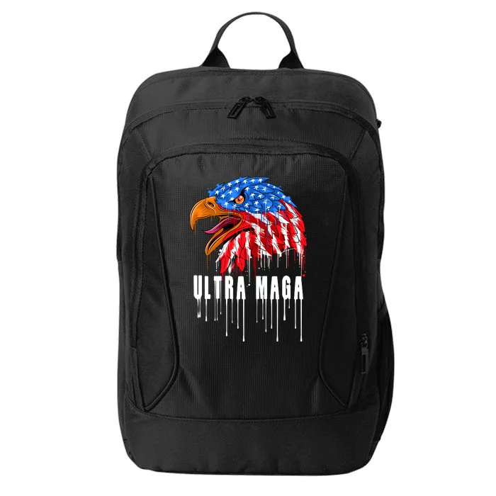 Ultra MAGA Bald Eagle Bloody Splatter Trump 2024 Anti Biden City Backpack