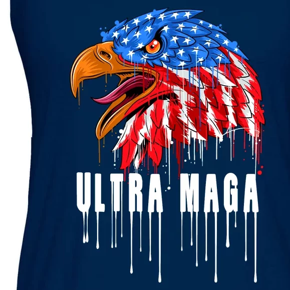 Ultra MAGA Bald Eagle Bloody Splatter Trump 2024 Anti Biden Ladies Essential Flowy Tank