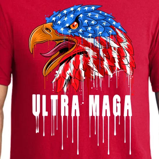 Ultra MAGA Bald Eagle Bloody Splatter Trump 2024 Anti Biden Pajama Set