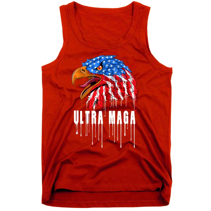 Ultra MAGA Bald Eagle Bloody Splatter Trump 2024 Anti Biden Tank Top