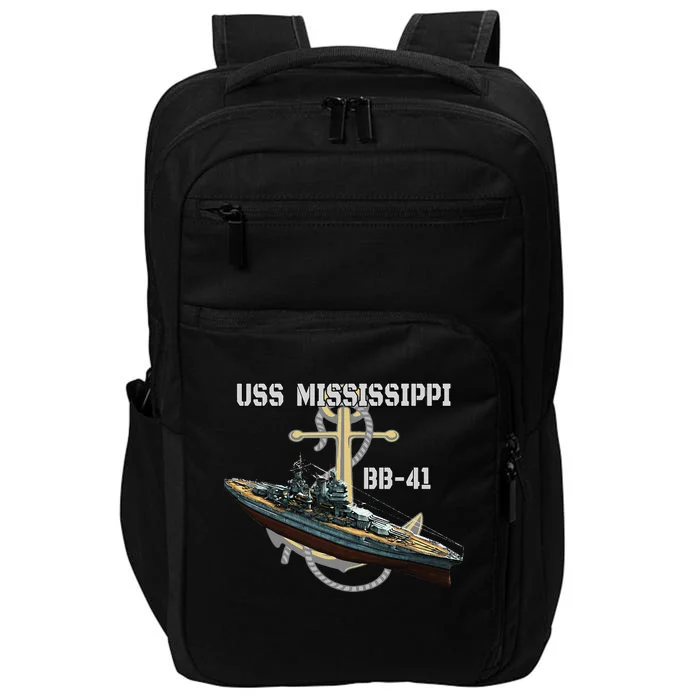 Uss Mississippi Bb41 Battleship Ww2 American Warship Impact Tech Backpack