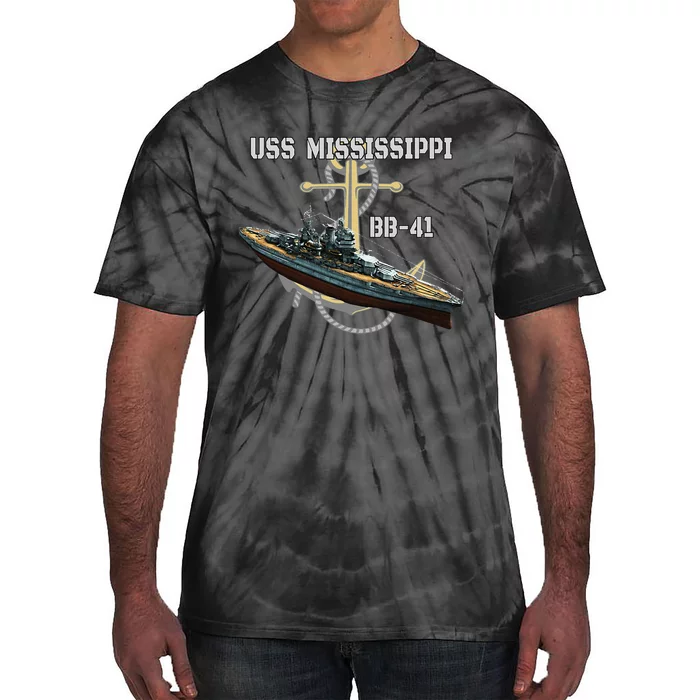 Uss Mississippi Bb41 Battleship Ww2 American Warship Tie-Dye T-Shirt